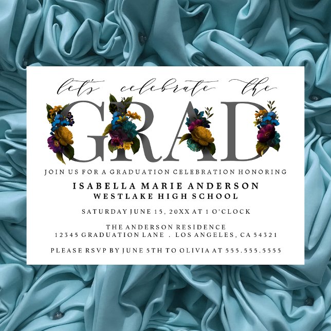 MOODY ELEGANT FLORAL GRADUATION PARTY INVITATION EINLADUNG (Von Creator hochgeladen)