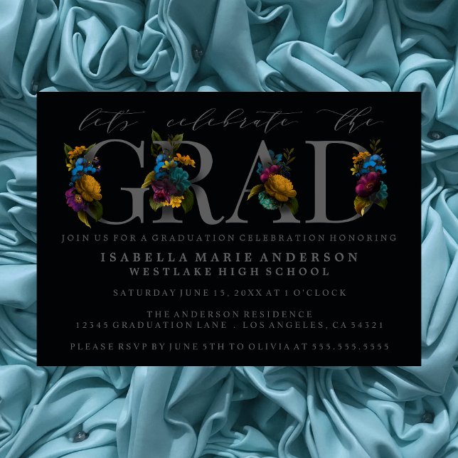 MOODY ELEGANT FLORAL GRADUATION PARTY INVITATION EINLADUNG (Von Creator hochgeladen)
