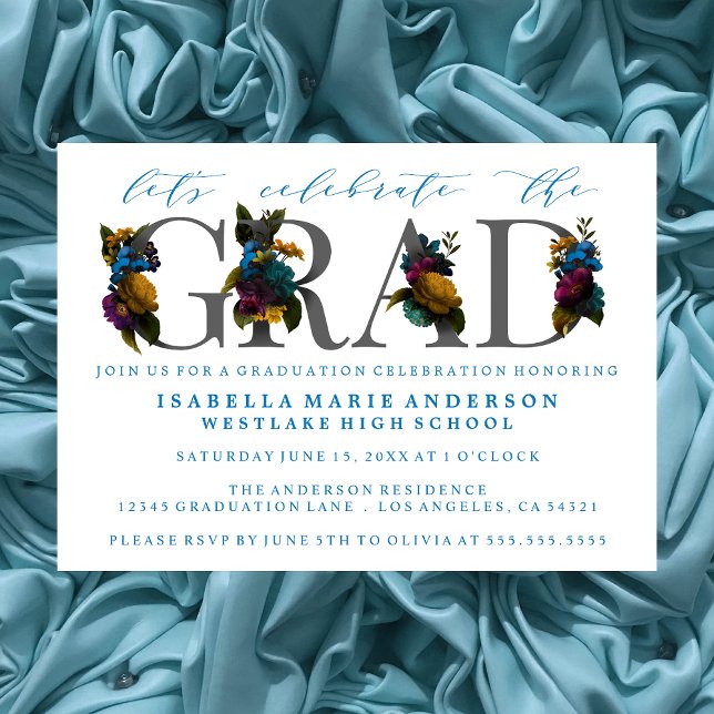 MOODY ELEGANT FLORAL GRADUATION PARTY INVITATION EINLADUNG (Von Creator hochgeladen)