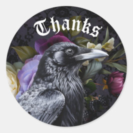 Moody Elegant Lila | BlumenBouquet mit Raven Runder Aufkleber