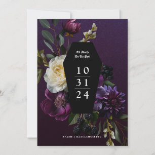 Moody Elegant Lila Gothic Garden Floral Gerettet Einladung