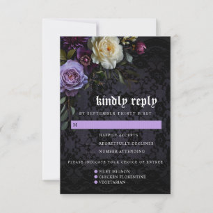Moody Elegant Lila Gothic Garden   Optionen RSVP Karte