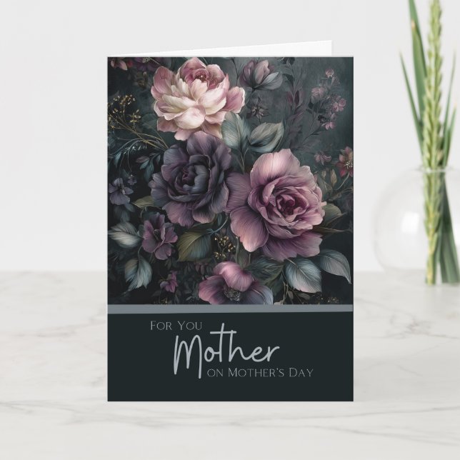 Moody, Elegant Mother's Day Dark Floral Bouquet Karte (Vorderseite)