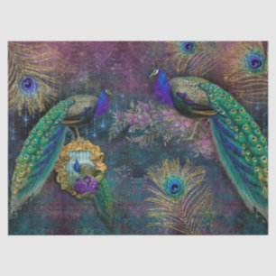 Moody Elegant Peacock Feather Glitzer Decoupage Seidenpapier