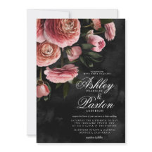 Moody Elegant Pink | Floral Bouquet auf Black Invi