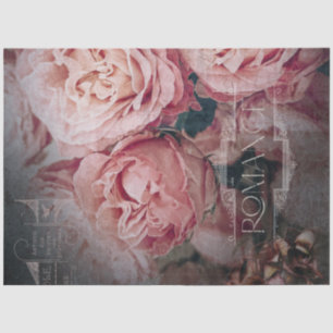 Moody Elegant Rosa Blume Ephemera Decoupage Seidenpapier