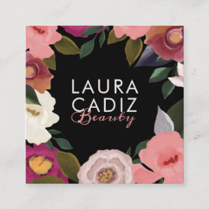 Moody & Elegant Wasserfarben Floral Arrangements S Quadratische Visitenkarte