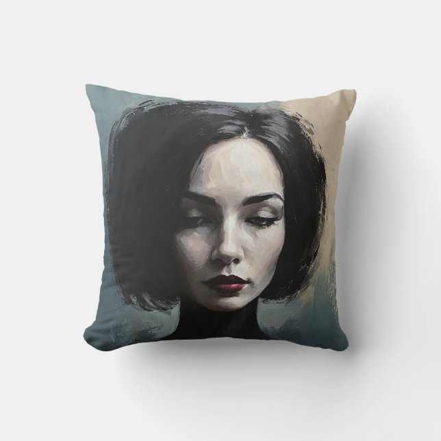 Moody Elegant Woman Portrait Art Kissen (Vorderseite)