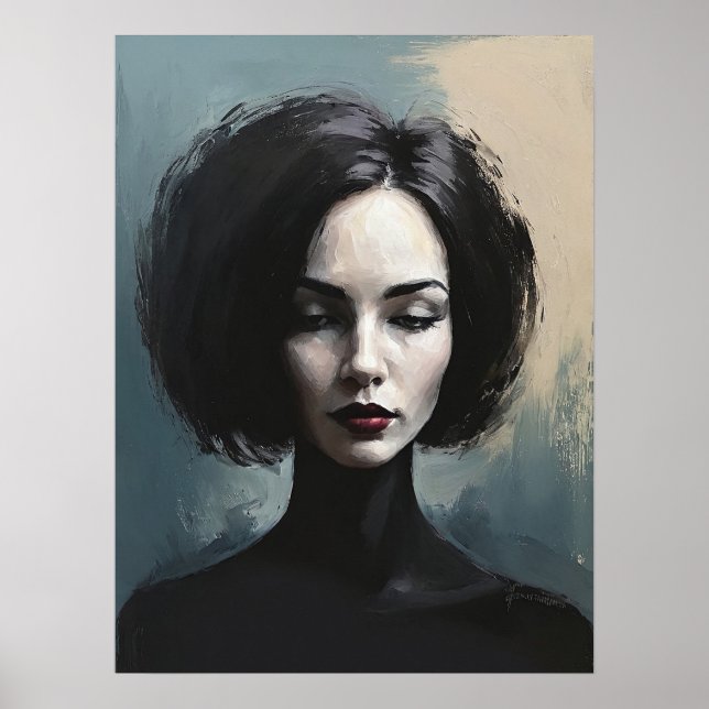 Moody Elegant Woman Portrait Art Poster (Vorne)