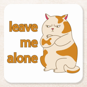 Moody fat cat verließ mich alleine rechteckiger pappuntersetzer