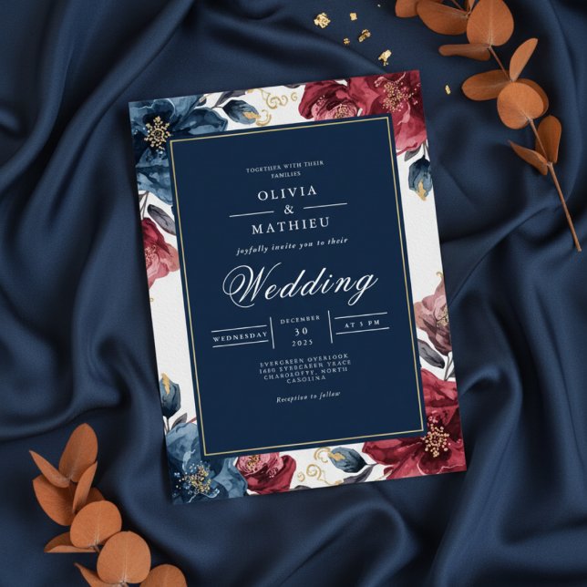 Moody Floral Arch Flourish Wedding Einladung (Von Creator hochgeladen)
