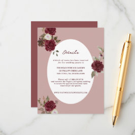 Moody Floral Autumn Wedding Details Card Begleitkarte