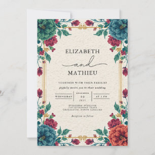 Moody Floral Blüh Wedding Einladung