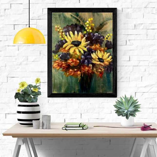 Moody Floral Bouquet Sonnenblumen Art Poster (Von Creator hochgeladen)