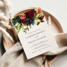 Moody Floral Burgundy Wedding Einladung