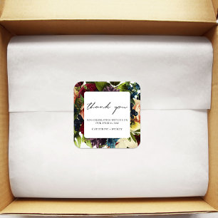 Moody Floral Burgundy Wedding Quadratischer Aufkleber