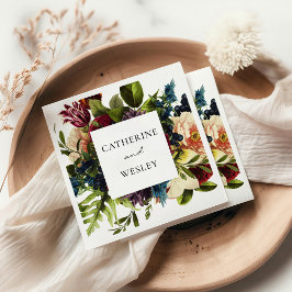 Moody Floral Burgundy Wedding Serviette