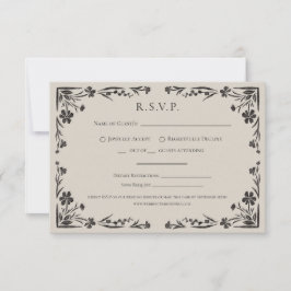 Moody floral gothic Wedding Wedding RSVP Card