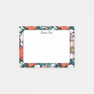 Moody Floral Individuelle Name Stationery Post-it Klebezettel