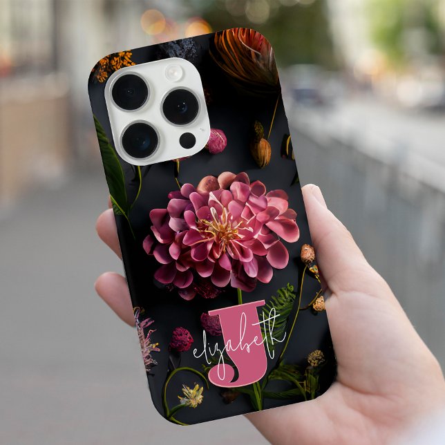 Moody Floral Mit Monogramm Case-Mate iPhone Hülle (Moody Floral Monogrammed Cell Phone Case)