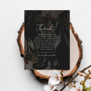 Moody Floral Overlay Wedding Foto Vielen Dank Postkarte