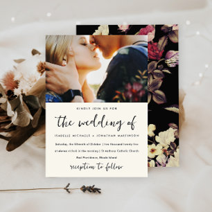 Moody Floral Pattern Foto Wedding Einladung