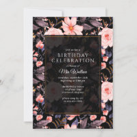Moody floral Vintag Black + Pink jedes Alter Gebur