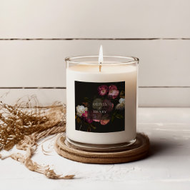 Moody Floral Wedding Dark Romantic Black Burgundy Quadratischer Aufkleber