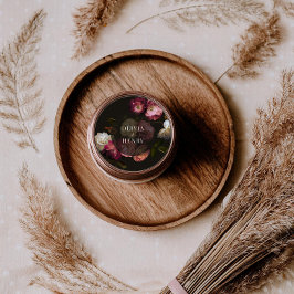 Moody Floral Wedding Dark Romantic Black Burgundy Runder Aufkleber