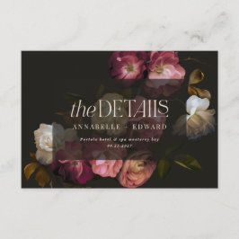 Moody Floral Wedding Details Burgundy & Black Begleitkarte