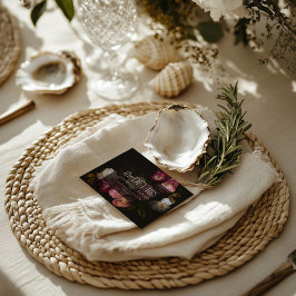 Moody Floral Wedding Details Burgundy & Black RSVP Karte