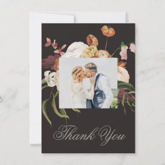 Moody Floral Wedding Thank You Card Dankeskarte