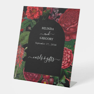 Moody Florals Arch Red Wedding Cards Geschenke Sockelschild