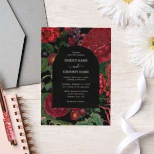 Moody Florals Black Arch Burgundy Red Wedding