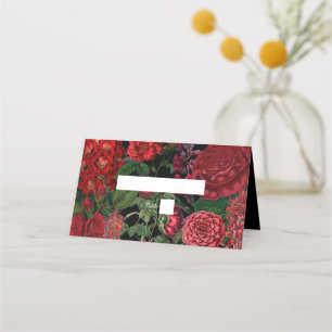 Moody Florals Black Arch Burgundy Red Wedding Platzkarte