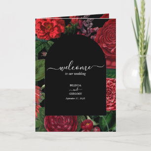 Moody Florals Burgundy Wedding Order of Service Programm
