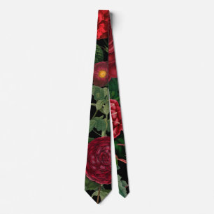 Moody Florals Schwarz & Burgund Vintage Krawatte