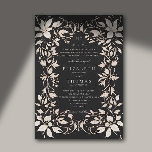 Moody Forest Botanical Monogram Classic Wedding Einladung