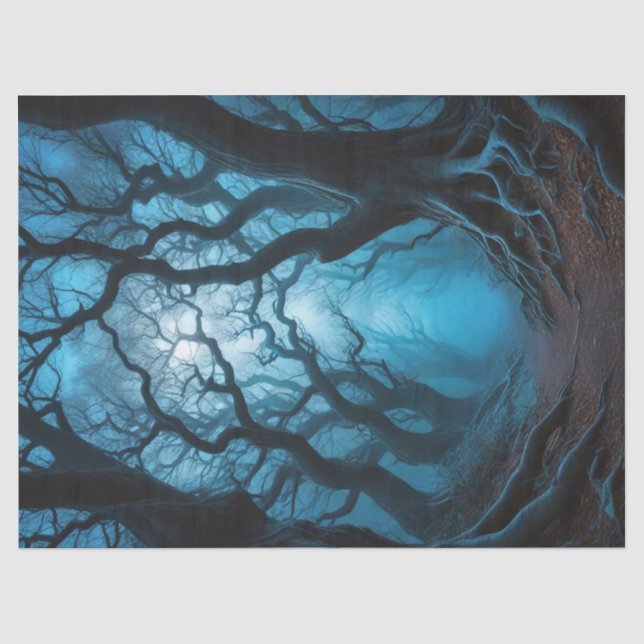 Moody Forest Gnarled Trees Decoupage Seidenpapier (Vorderseite)