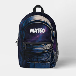 Moody Galaxy Astronaut Portrait in Deep Space Bedruckter Rucksack