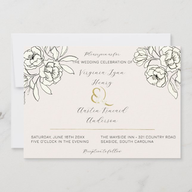 Moody geräucherte Goldampersand Einladung (Vorderseite)