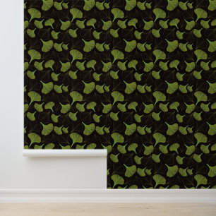 Moody Gingko Schwarzes Muster Tapete