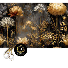 Moody Gold Botanische Nahtlose Decoupage Seidenpapier