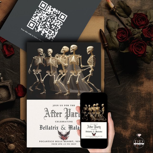 Moody Goth Rosewood nach Party QR Code Save The Date (Von Creator hochgeladen)