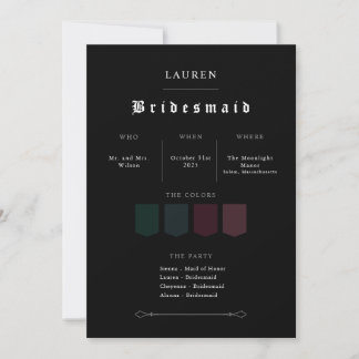 Moody Gothic Bridesmaid Vorschlag Einladung