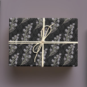 Moody Gothic Charcoal Vintag Art Deco Floral Geschenkpapier Set