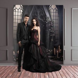 Moody Gothic Dark Alter Burgundy Blume XLarge Wandteppich