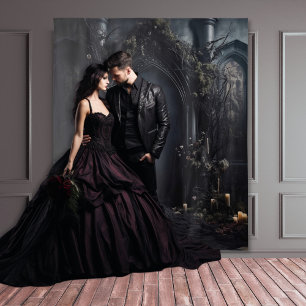 Moody Gothic Dark Arch mit Candles XLarge Wandteppich