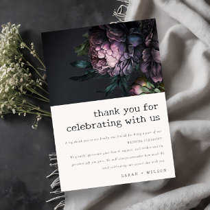 Moody Gothic Dark Lila Black Peony Wedding Dankeskarte