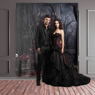 Moody Gothic Dark Room mit Mauve Rose XLarge Wandteppich